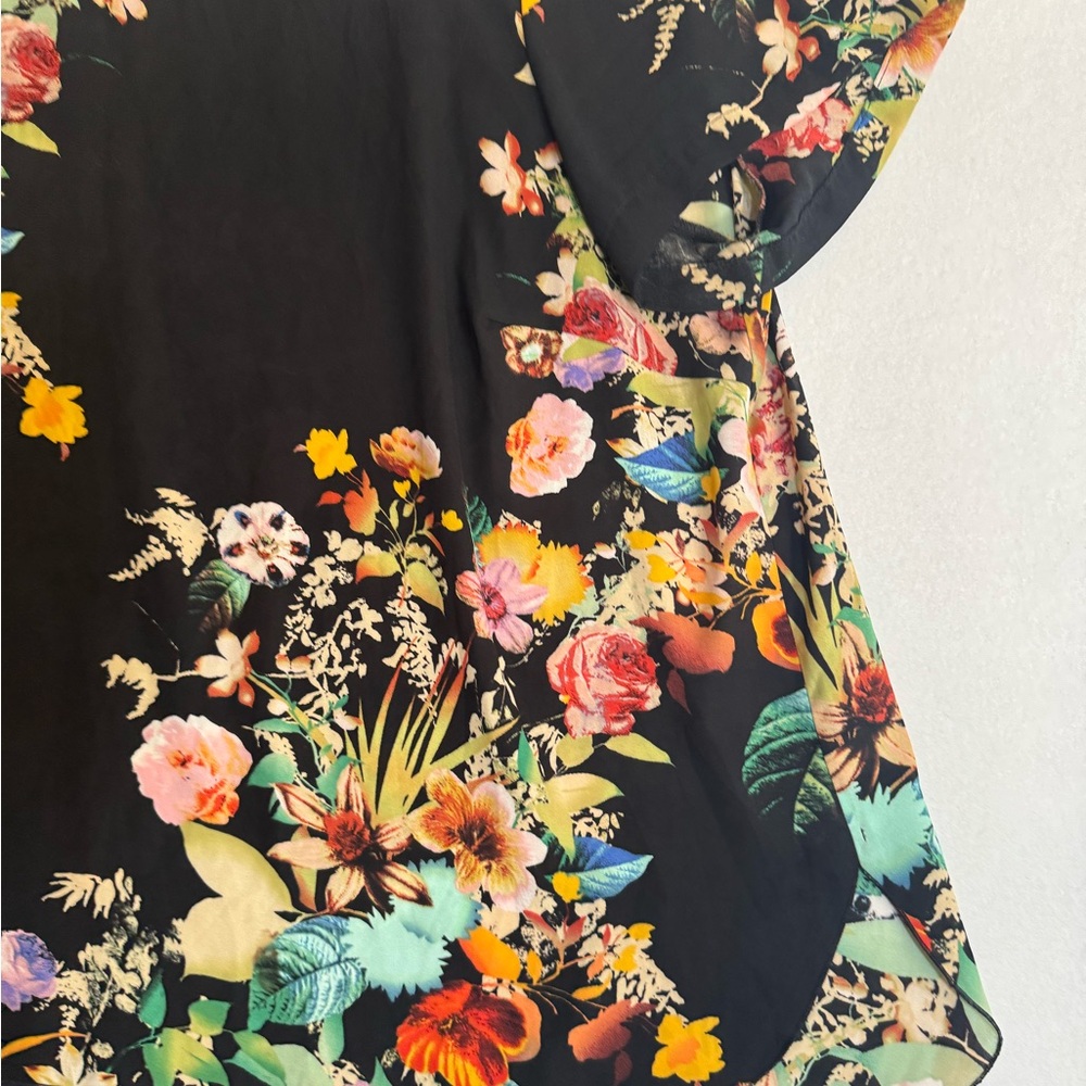 Spense Woman‎ Black Floral Print Blouse Women’s Plus Size 1X - Picture 2 of 5